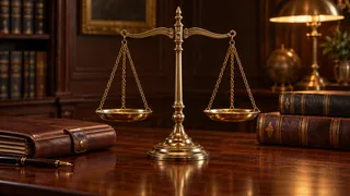 Тематическая ИИ-иллюстрация весов правосудия